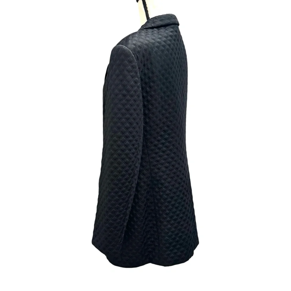 ESCADA ELEMENTS BLACK SILK DIAMOND STITCH DESIGN FITTED BLAZER JACKET